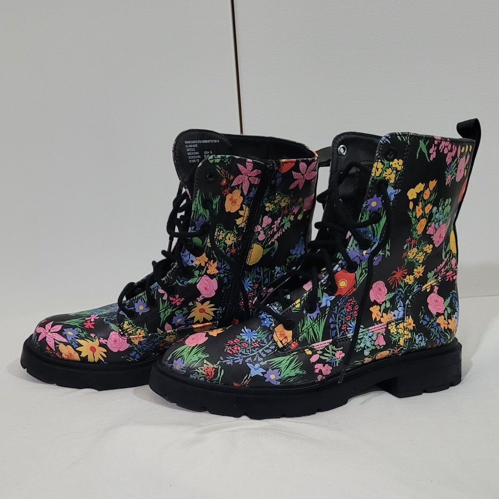 Floral Black Women's Boots